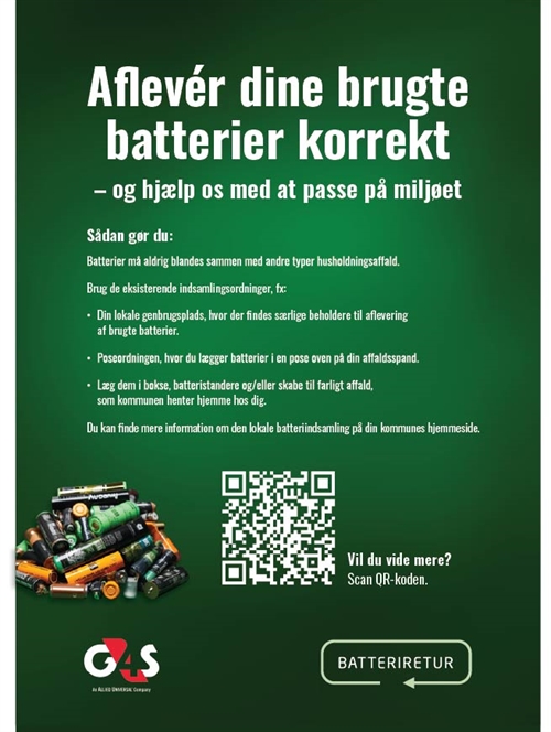 Aflevér dine brugte batterier korrekt